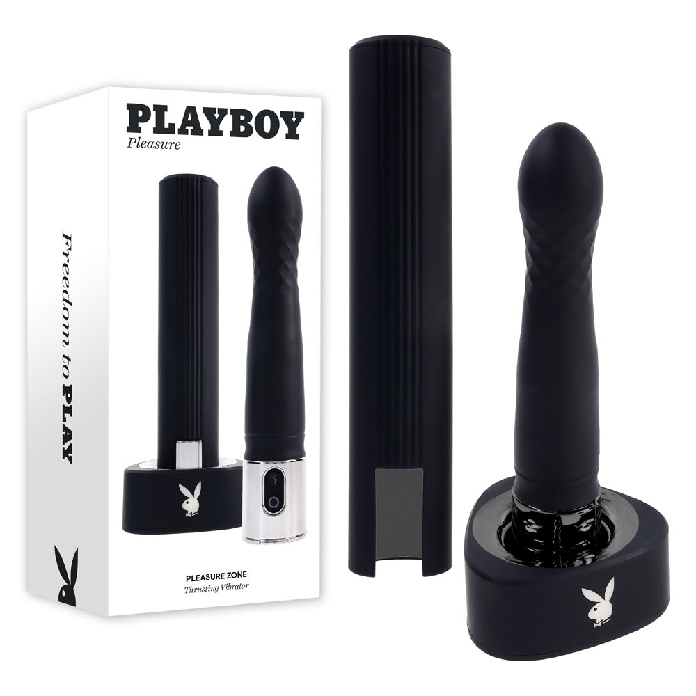 Playboy Pleasure PLEASURE ZONE - Black 21.4 cm Rechargeable Vibrator with USB Charging Dock Playboy Pleasure